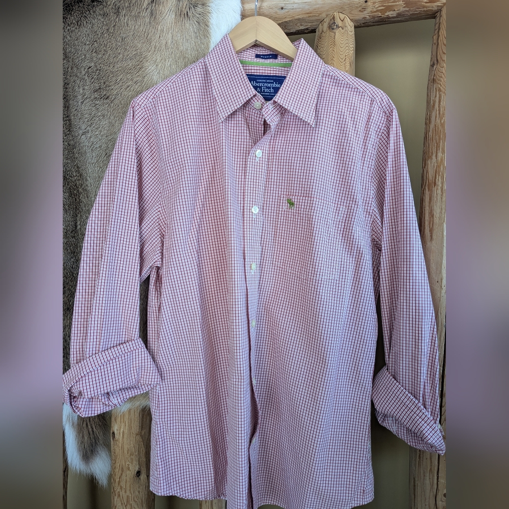 Abercrombie & Fitch Red Gingham Men's Shirt, Size XXL